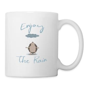 Illustrierter Igel im Regen - Tasse - Weiß - Rechts
