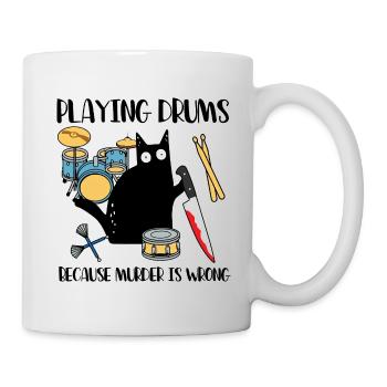 Jouer de la batterie parce que le meurtre est un mauvais chat - Mug blanc - blanc - Droite