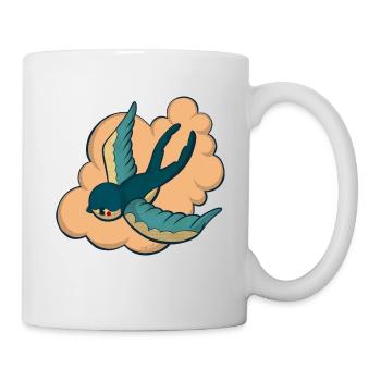 vintage swallow with pink cloud - Mug - white - Right