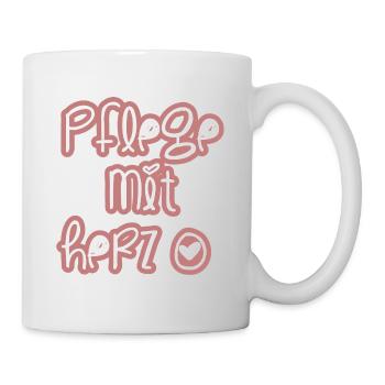 Pflege mit Herz - Tasse - Weiß - Rechts