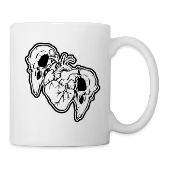 Crow skulls and heart Halloween - Mug - white - Right