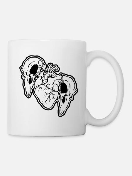 Crow skulls and heart Halloween - Mug blanc - blanc