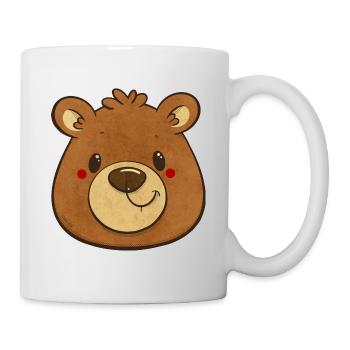 Vintage Braunbärenkopf - Tasse - Weiß - Rechts