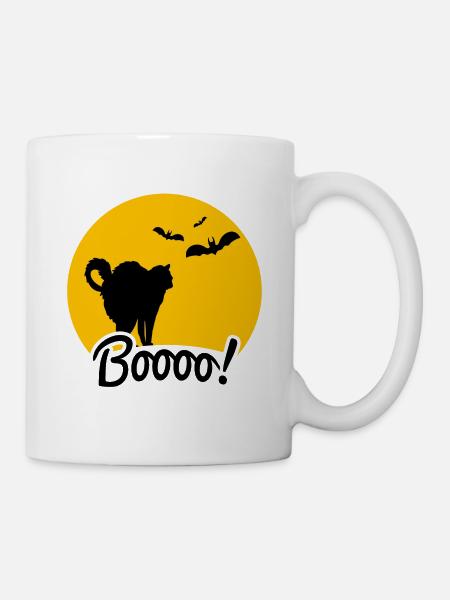 Cat in the Moonlight, Halloween Motif 2024 - Mug - white
