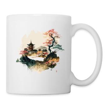 Œuvre d’art d’un village japonais - Mug blanc - blanc - Droite