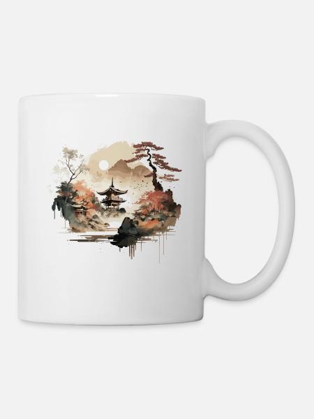 Aquarellzeichnung - Tasse - Weiß