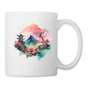 Paysage asiatique à l’aquarelle - Mug blanc - blanc - Droite