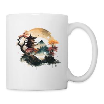 Traditionelle japanische Holzschnittkunst - Tasse - Weiß - Rechts