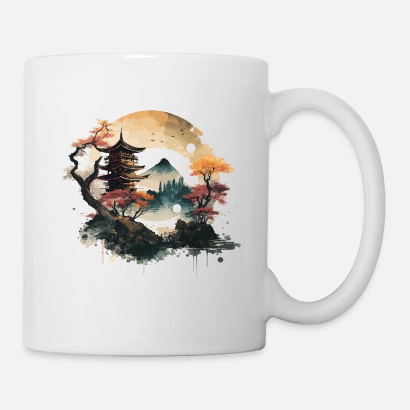 Art traditionnel japonais de la gravure sur bois - Mug blanc - blanc