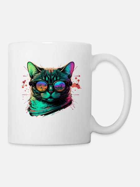 Rave Katze - Tasse - Weiß