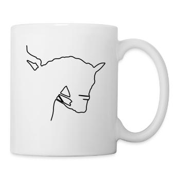Pferdekopf in der Seitenansicht Lineart One Line - Tasse - Weiß - Rechts