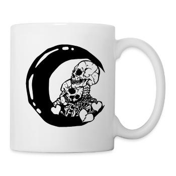 Squelettes amoureux lune noir - Mug blanc - blanc - Droite