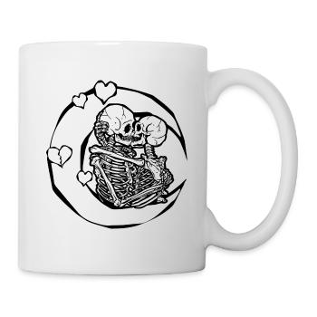 Squelettes amoureux lune cœur - Mug blanc - blanc - Droite