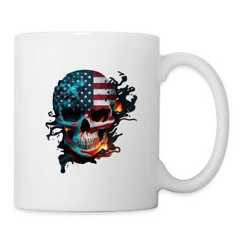 Crâne avec flammes, drapeau américain (USA). - Mug blanc - blanc - Droite