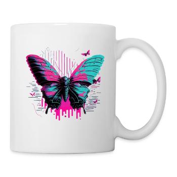 Bemalter Schmetterling Vaporwave - Tasse - Weiß - Rechts