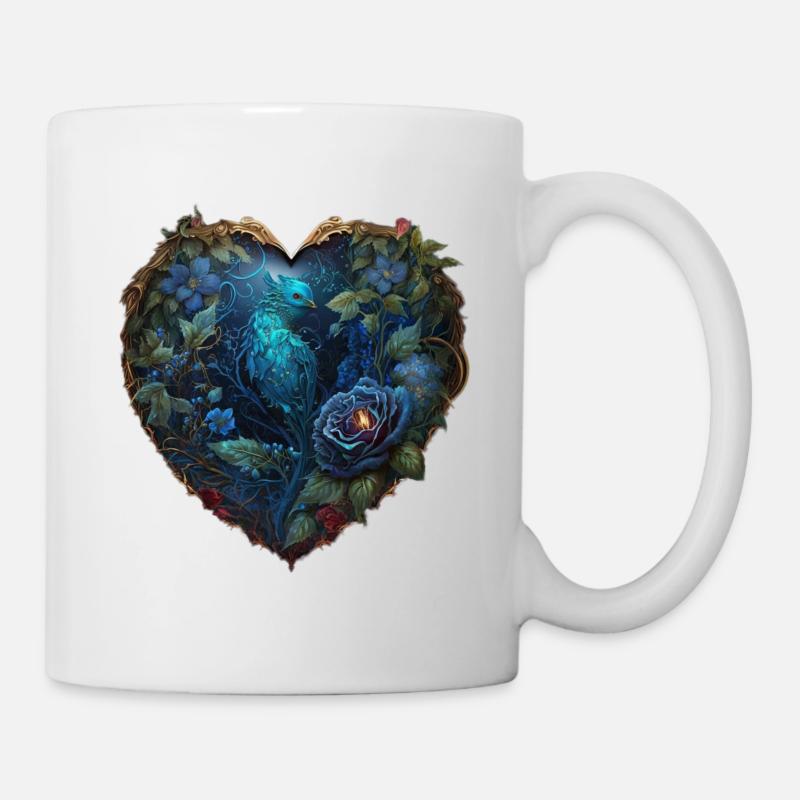 Valentine Vogel Rosen Liebe - Tasse - Weiß