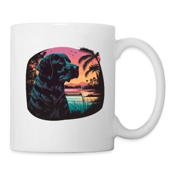 Labrador Retriever mit farbenfroher Landschaft - Tasse - Weiß - Rechts