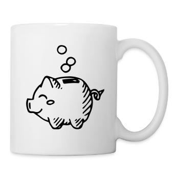 Sparschwein Sparschweinchen Sparen - Tasse - Weiß - Rechts