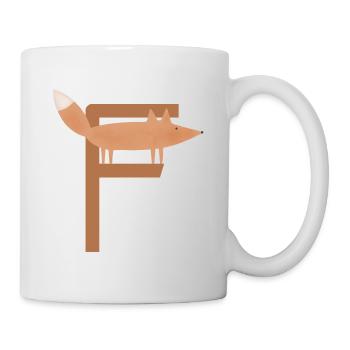 F - FUCHS - ABC, Alphabet, Buchstabe, Tier, Name - Tasse - Weiß - Rechts