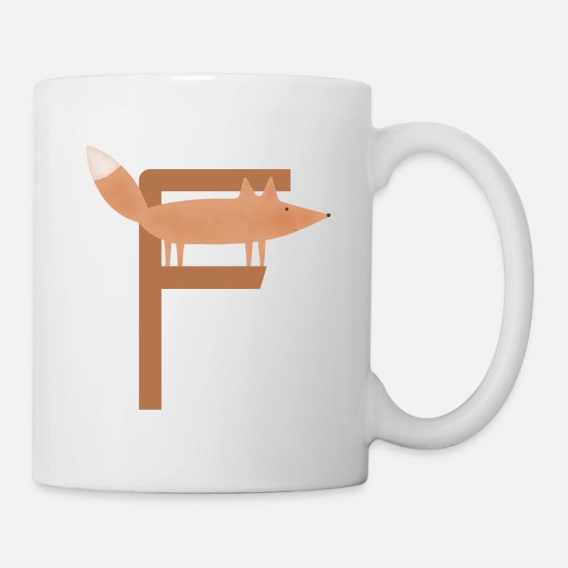 F - FUCHS - ABC, Alphabet, Buchstabe, Tier, Name - Tasse - Weiß