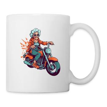 Cool vieille motard grand-mère - moto mamie - Mug blanc - blanc - Droite