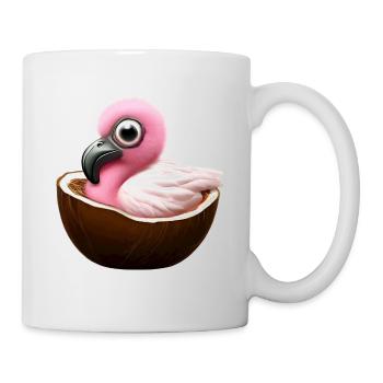 Flamant rose de noix de - Mug blanc - blanc - Droite