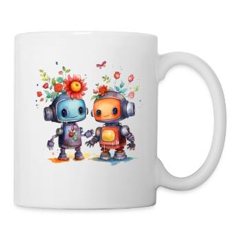 Niedliche Roboter - Tasse - Weiß - Rechts