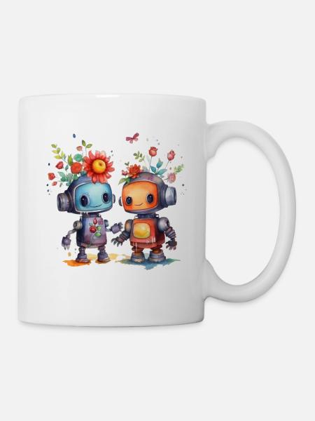 Niedliche Roboter - Tasse - Weiß