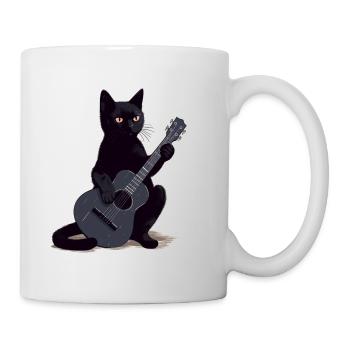 Musiker Schwarze Katze Gitarrist Bombay Katzen - Tasse - Weiß - Rechts