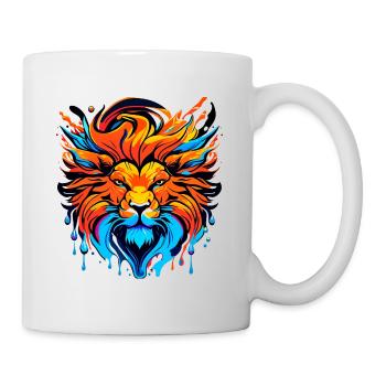 Tête de lion à crinière, colorée - Mug blanc - blanc - Droite