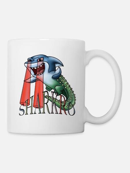 Sharkro - crocodile de requin avec des yeux laser et du texte - Mug blanc - blanc