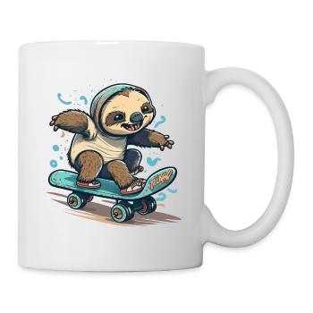 Faultier Skateboarder - Tasse - Weiß - Rechts