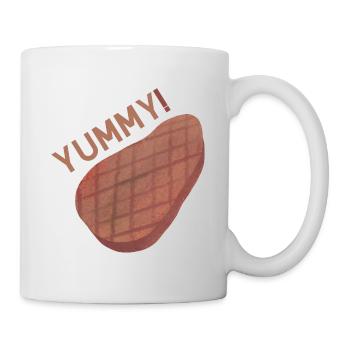 Yummy meat Yummy! Lecker Fleisch - Tasse - Weiß - Rechts