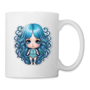 Poupée cheveux bleus - Mug blanc - blanc - Droite