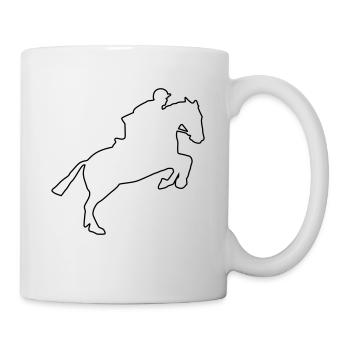 Horse in Leap Minimalist Oneline Terrain - Mug - white - Right