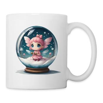 Kleine Weihnachtselfe in einer Schneekugel - Tasse - Weiß - Rechts