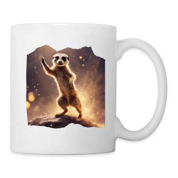 Tanzendes Erdmännchen in Glitzer - Tasse - Weiß - Rechts