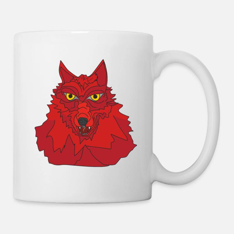 roter Wolf - Tasse - Weiß