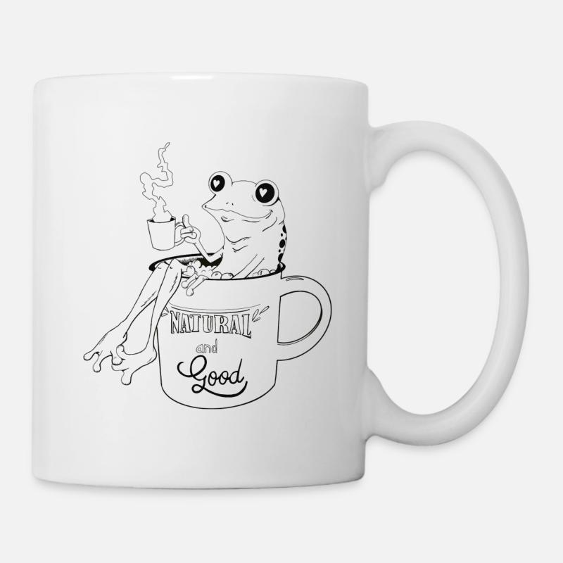 grenouille zen dans mug buvant son thé ou son café - Mug blanc - blanc