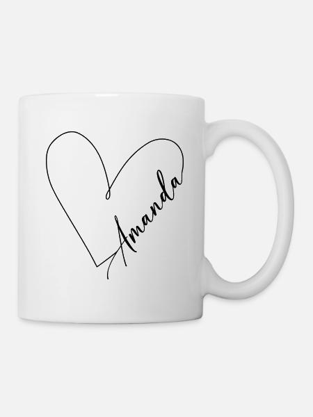 Amanda Name Heart Line - Mug - white