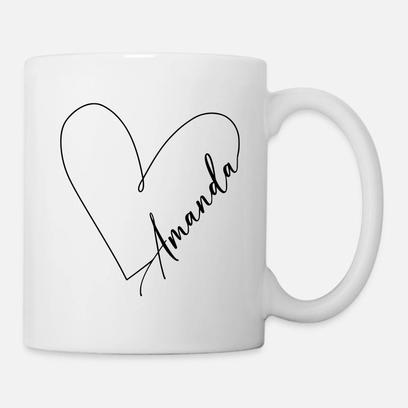 Amanda Name Heart Line - Mug - white