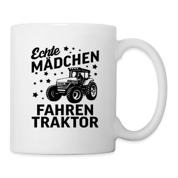 Echte Mädchen Fahren Traktor Bäuerin - Tasse - Weiß - Rechts