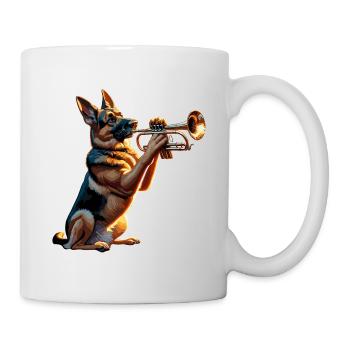 German Shepherd playing Trumpet - Mug - white - Right