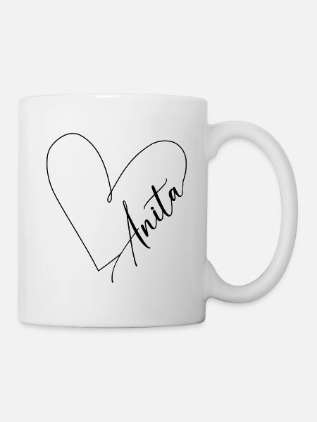 Anita Name Herzlinie - Tasse - Weiß