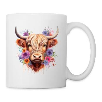 Niedliche schottische Hochlandkuh | Schottische Kuh - Tasse - Weiß - Rechts