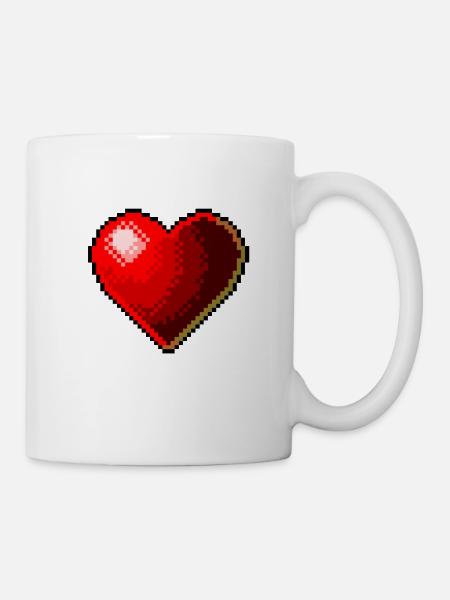 Heart 3D hearts corazon red retro red rojo love - Mug - white