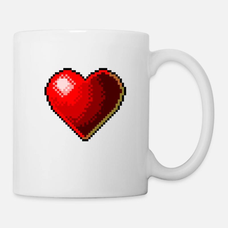 Herz 3D Herzen corazon rot retro rot rojo Liebe - Tasse - Weiß