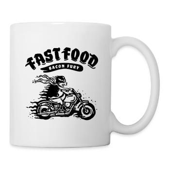 Restauration rapide - Bacon Fury - Cochon sur une moto - Mug blanc - blanc - Droite