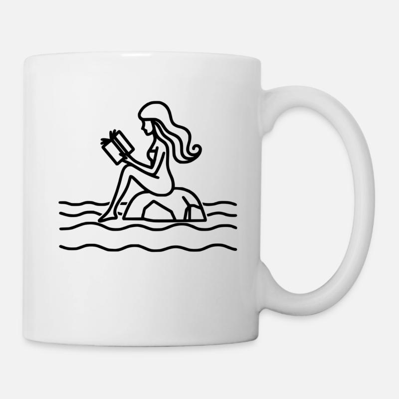 mermaid reading a book - Mug - white