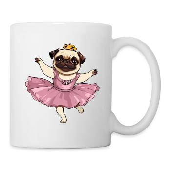 Ballett tanzender, niedlicher, süßer Mops im Tutu - Tasse - Weiß - Rechts